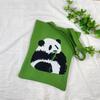 Bolsa de Tricô Ins Desenho Panda Feminina Moda para Carregar na Mão Grande Capacidade Bolsa de Ombro Bolsa Transversal Bolsa