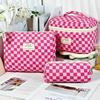 Bolsa de Mano Acolchada Estilo Coreano de Gran Capacidad para Cosméticos Set de Tres Piezas Bolsa de Almacenamiento Portátil