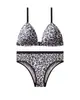 Comércio Exterior Transfronteiriço Lingerie Sexy com Botões Frontais em Seda Gelada Estampa de Leopardo Conjunto de Sutiã Push-Up Conjunto de Calcinhas Triângulo