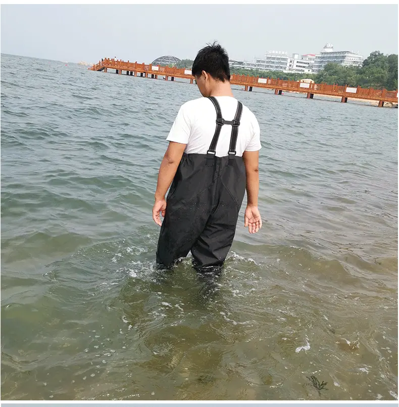 黑色半身背带下水裤,户外涉水裤,下水裤,钓鱼捕鱼服
