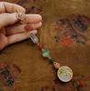 Accesorios Hanfu de Gama Alta Estilo Bambú para Mujer, Chapado en Cobre Dorado Incrustado con Imitación de Jade Hetian, Broche Colgante Cheongsam Vintage Estilo Chino Nuevo