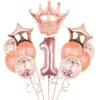Set de Globos Digitales de Corona Transfronterizos en Varias Formas para Decoración Temática de Fiesta de Primer Cumpleaños Infantil Globos de Papel de Aluminio