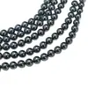 Perlas imitación Swarovski negras de Tahití, cuentas sueltas, cuentas de material de vidrio de cristal, productos semiacabados para pulseras y collares, venta al por mayor, forma redonda