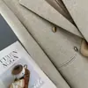 2026 Nueva Chaqueta Blazer de Alta Gama para Mujer para Otoño e Invierno, Beige-Gris con Botones Metálicos, Traje Casual y Versátil