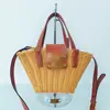 Bolso Tejido de Paja 2024 Bolso Tejido Bolso de Mano para Mujer Bolso Cruzado de Hombro Arco del Triunfo Esencial para Viajar Bolso Cruzado de Concha