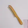 Peine de masaje con cabeza de latón, cepillo para meridianos, palo para raspar y masajear, peine de dientes anchos para terapia del cuero cabelludo, peine de meridianos de sándalo