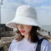 Sombrero de Pescador de Verano para Mujer Estilo Coreano de Moda Borde Deshilachado Estilo Japonés Sombrero Cubeta de Pescador con Borde Deshilachado Protección Solar Sombrero de Sol