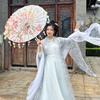Nuevo Paraguas de Borla de Pétalo Antiguo Chino Cheongsam Hanfu Vestido Antiguo Accesorios de Fotografía de Performance Paraguas Clásico de Papel Aceitado con Flores