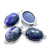 Colgante doble agujero ovalado de amatista incrustada nuevo transfronterizo 13*18mm superficie de huevo hecho a mano DIY accesorios de joyería de mano