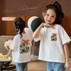 Camiseta Infantil de Algodão Puro Manga Curta Primavera Outono 2026 Nova Estampa Desenho Zootopia Unissex Top Versátil