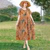 Buen Vestido de Algodón y Seda para Mujer Verano 2026 Nuevo Estilo Algodón Artificial de Manga Corta de Longitud Media Elegante Adelgazante Vestido Floral