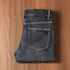 Calça Jeans de Sarja Elástica Sem Restrições, Grossa e Macia para Outono e Inverno, Calça Masculina Versátil Casual Afunilada Slim Fit