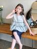 Traje Casual Estilo Western para Niños Moda de Niñas Celebridad de Internet Conjunto de Dos Piezas Niños Grandes Pantalones Cortos Camiseta Verano 2025 Nuevo Estilo
