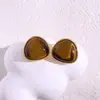 Pendientes geométricos de triángulo con incrustaciones de cuarzo, nueva moda medieval, retro, versátiles, multicolor, pendientes de boutique