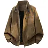Chaqueta de Piel Sintética Nueva para Primavera y Otoño para Hombre con Cuello Alto Chaqueta Versátil Chaqueta Tie-dye para Hombre Holgada de Marca de Moda Estilo Callejero Retro Americano