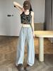Tiro real overol de hoz para mujer primavera y verano 2025 nuevo secado rápido pantalones deportivos de paracaídas deconstrucción estilo americano pantalones de pierna ancha de machete