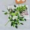 Ramas Artificiales de Árbol Banyan, Hojas de Árbol Banyan Recubiertas de Plástico con Bordes Blancos, Árbol Banyan para Paisajismo de Supermercado, Vegetación de Jardín, Plantas Verdes