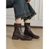 Primer encuentro con Ji Juju, ¡muy cómodo~! Botines Chelsea retro de punta cuadrada, botines ajustados suaves y elásticos, botines cortos de tacón medio-grueso