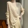 Moda Femenina Nueva Otoño/Invierno 2026 Cuello Redondo Seda Cachemira Calado Ligero Suéter Tejido Corte Holgado
