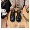 Versión de Piel de Vaca, Piel de Caballo Lavada, Punta Redonda, Mocasines Slip-On Estilo Británico, Tacón Grueso, Mocasines para Mujer, Zapatos Pequeños de Piel para Mujer, Otoño e Invierno