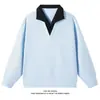 Sudadera polo de retazos a cuadros para hombre 2026, sudadera de moda casual holgada de manga larga con cuello camisero