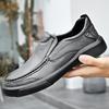 Zapatos de hombre de piel auténtica, primavera y otoño 2022, zapatos de papá con suela suave antideslizante, zapatos casuales de cuero sin cordones que combinan con todo.