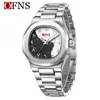 Reloj Masculino Más Vendido Transfronterizo Oufani Simple Doble Esfera Números Árabes Reloj Cuadrado Clásico de Cuarzo