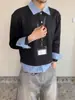Conjunto de Dos Piezas Coreano Cleanfit Vacaciones de Otoño Empalmado Cuadros Cuello Polo Manga Larga Serie Miu Preppy Camisa Sudadera para Viajes