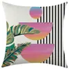 Funda de almohada de lino con diseño de rayas geométricas abstractas transfronterizas, funda de almohada cuadrada decorativa para coche y sofá, cojín