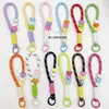 Lanyard de Muñeca Tejido de Corazón de Macaron, Colgante Desmontable Multifuncional para Teléfono Móvil, Llave, Cámara