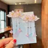 Accesorios para el cabello de estilo antiguo, Adornos simples para el cabello de niños, Pasadores de jade Hanfu para niñas, Pinzas para el cabello clásicas con borlas, Accesorios para disfraces antiguos, Pinzas laterales