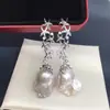 Pendientes de Perla de Agua Dulce Naturales Estilo Cola de Pez de Perla de Zhuji para Mujer, Pendientes de Perla Elegantes Únicos Estilo Estrella de Mar Venta al por Mayor