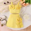 Amazon Europeu e Americano Verão Novo Amarelo Camisola Saia Curta que Cobre o Quadril Jovem e Energético Roupas Fofas para Meninas e Crianças