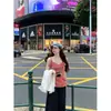 Camisola a Cuadros Rojos de Chica Francesa Atractiva para Mujer, Top de Verano con Volantes Irregulares para Vacaciones en la Costa, Ropa de Abrigo