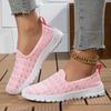 Verano Transfronterizo Comercio Exterior Europeo y Americano Color Sólido Zapatos Casuales Slip-On Zapatos Planos Transpirables Ligeros Talla Grande Mamá Zapatos Tejidos Fly