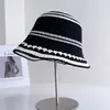Gorro de Punto Elegante a Rayas de Bloques de Color para Mujer, Sombrero de Pescador Versátil Casual de Verano con Protección Solar, Delgaza el Rostro