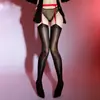 Lencería de Deseo Puro con Abertura Transfronteriza Recomendada, Medias Sexy Blancas de Seda Eróticas de Talla Grande que No se Quitan, Medias de Ligero Ultra-Delgadas Negras de Seda