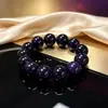 Jadeíta natural, tanatinita, shugulita, pulseira roxa aurora, contas redondas lisas como óleo, fecho de laço único, unissex, joia estilo chinês