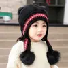 Gorro con Bufanda Integrada de Dibujos Animados para Niños, Protección para los Oídos, para Niños y Niñas, Felpa Gruesa Caliente, Cortavientos, Peluche, Gorro para Bebé