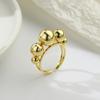 Anel aberto estilo casal banhado a ouro 18K com esfera oca personalidade retrô ajustável anel de dedo indicador com contas ocas