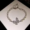 Pulseira de Pérola Borboleta Redonda de Zircônia, Pulseira de Temperamento Gentil Estilo Francês, Sensação de Luxo Leve e de Alta Qualidade, Joias com Design de Nicho