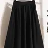 Saia Plissada Vintage Workwear para Mulheres, Moda Verão, Tamanho Grande, Cintura Alta, Fluida, Valoriza a Silhueta, Saia Evasê Guarda-Chuva de Comprimento Médio