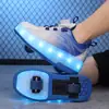 Zapatos de Patín para Juguete de Niños con Ruedas Dobles, Ruedas Retráctiles Invisibles, Patines de Cuatro Ruedas con Luces para Niños y Niñas, Zapatos Deportivos para Estudiantes