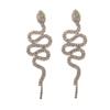 Novos Brincos Serpentiformes de Design de Nicho Estilo Europeu e Americano Cabeça de Cobra Full Diamond Brincos Pendentes Redondos de Múltiplas Camadas