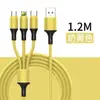Cable de datos tres en uno de carga rápida 5A, silicona líquida, un cable para tres cargas, adecuado para teléfonos móviles Android Apple tipo C