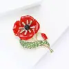 Moda Europea y Americana Aleación Esmalte Pedrería Flor de Amapola Broche Simple Versátil Ropa de Mujer Corsage Pin de Joyería