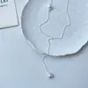 Collar Largo de Perlas de Plata de Ley S925 para Mujer Nicho de Gama Alta Lujo Accesible Elegante Versátil Cadena para Clavícula Nuevas Tendencias en Accesorios