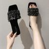 Zapatillas planas de diamantes pequeños estilo coreano 2023 Primavera y Verano Brillantes para Exterior Casual Playa para Mujer
