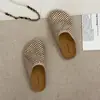 Sandalias de Exterior para Mujer con Pedrería Retro, Suela Gruesa, Punta Cerrada, sin Cierre, Novedad Verano 2026, Huecas, Zapatillas tipo Mula