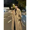 Casaco Trench Coat Preto Dupla Face Estilo Britânico Masculino Outono Nápoles Sensação de Alto Padrão Bonito Rebelde Casaco de Comprimento Médio